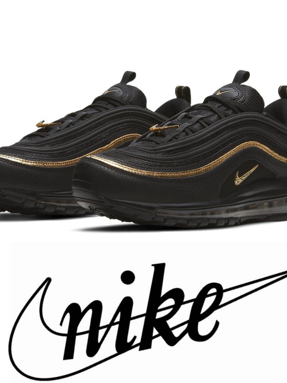 Nike Air Max 97 Sneakers Shoes Trainers Black Metallic Gold Size 8.5  DC2190-001